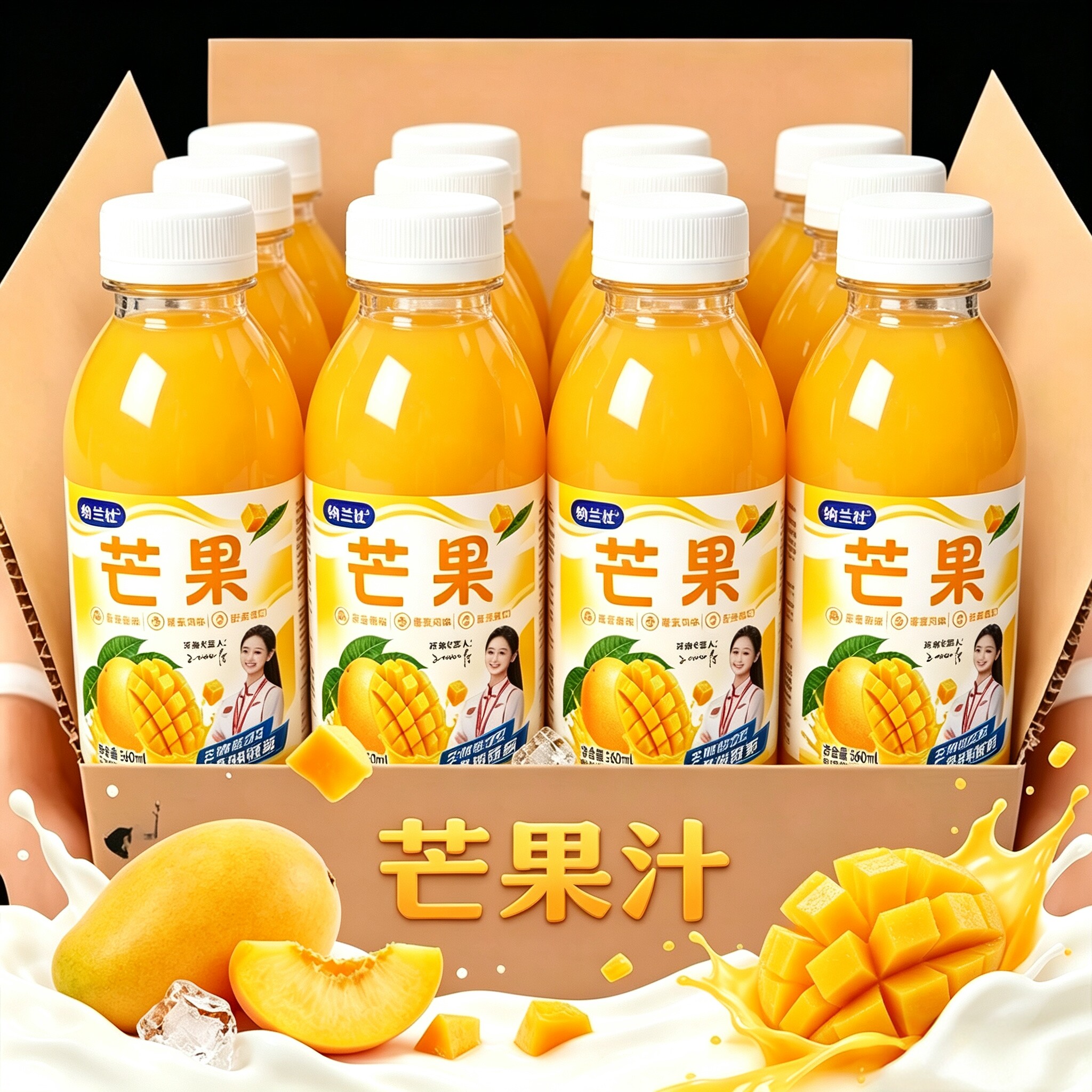 【特价24瓶】正宗芒果汁360ml*24瓶装果味饮料整箱0脂0卡果汁饮料