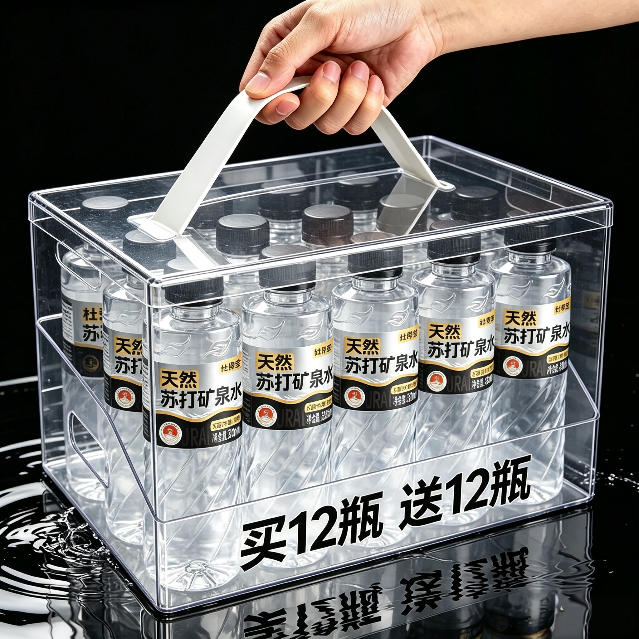 天然苏打矿泉水330ml*24瓶整箱弱碱性0糖便携解渴含矿物质饮用水