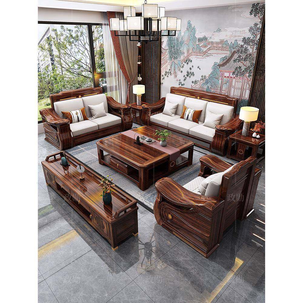 新中式乌金木全实木沙发组合冬夏两用高端客厅中国风储物别墅家具,住宅家具,实木沙发,淘宝优惠券,粉丝福利购,淘宝优惠卷