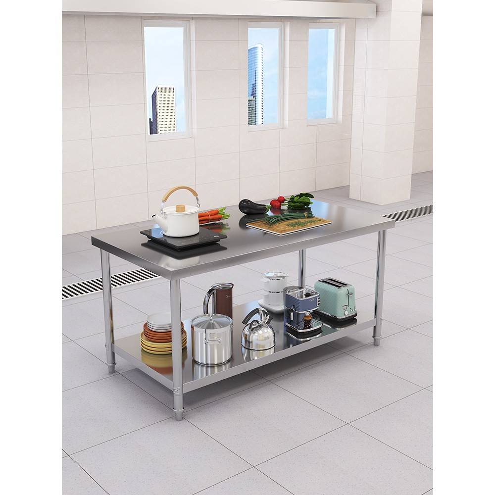 后厨操作台双层不锈钢工作台饭店打荷台不锈钢桌子三层商用打包台