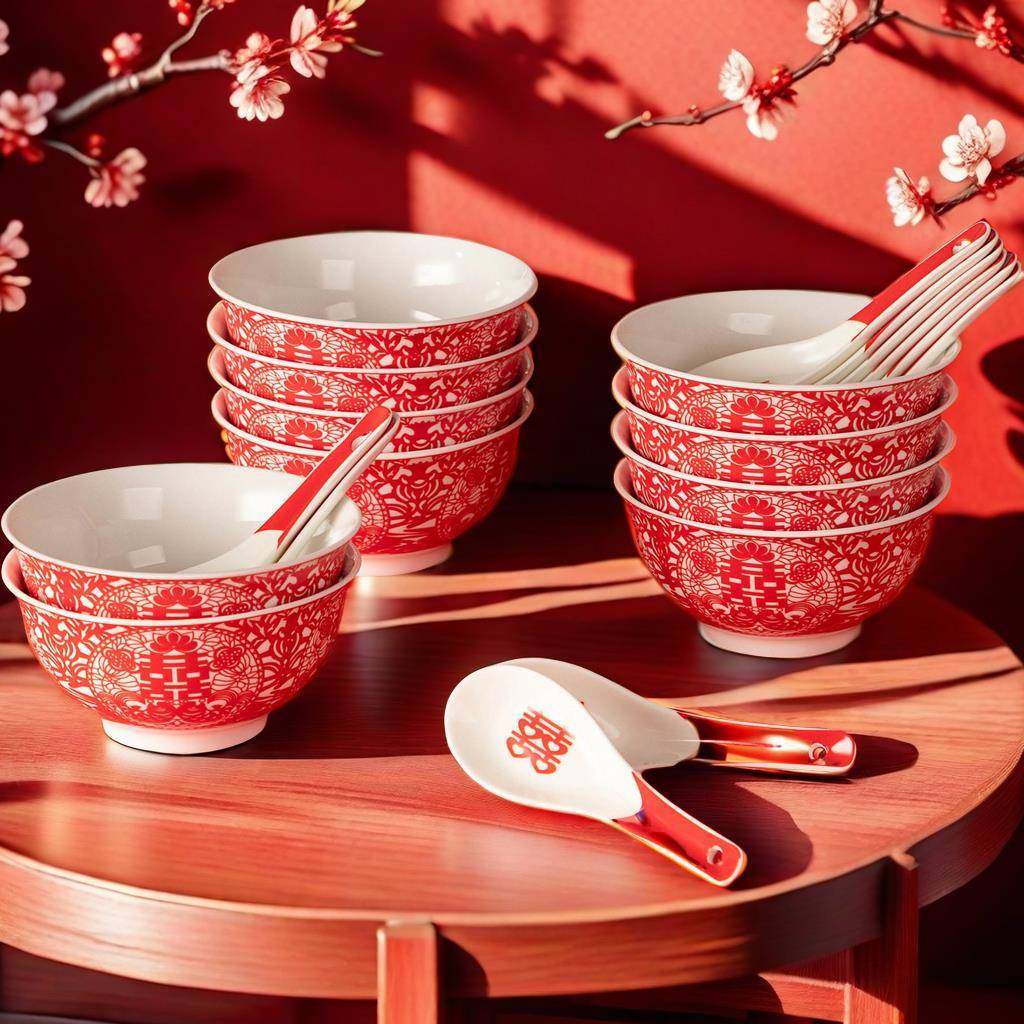 喜碗陶瓷敬茶碗筷勺子套装高档礼盒大喜红色婚庆礼品婚礼新婚礼品,节庆用品/礼品,喜碗/敬茶杯,淘宝优惠券,粉丝福利购,淘宝优惠卷