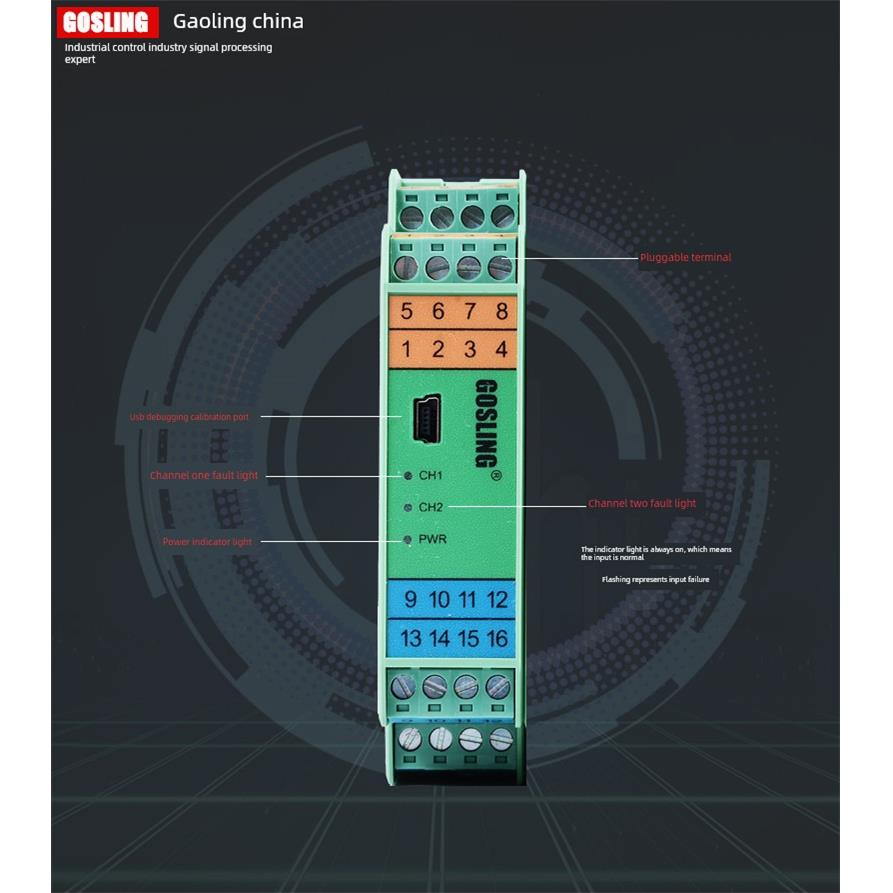 Asc605智能温度Pt100热阻热电偶k型隔离变送器4-20Ma模块5V10V