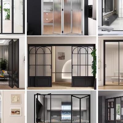 广州窄边阳台客厅厨房三联动推拉门折叠门平开门幽灵门PD门定制