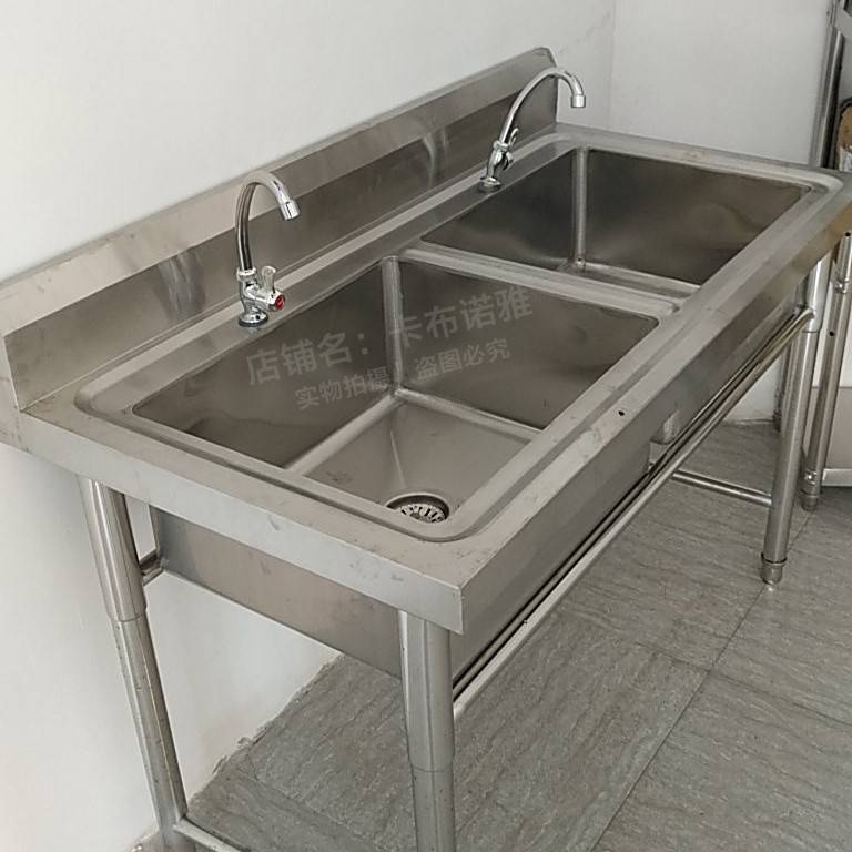 商用餐饮店洗碗解冻洗手池带支不锈钢水槽水池单双槽三斗洗菜盆架