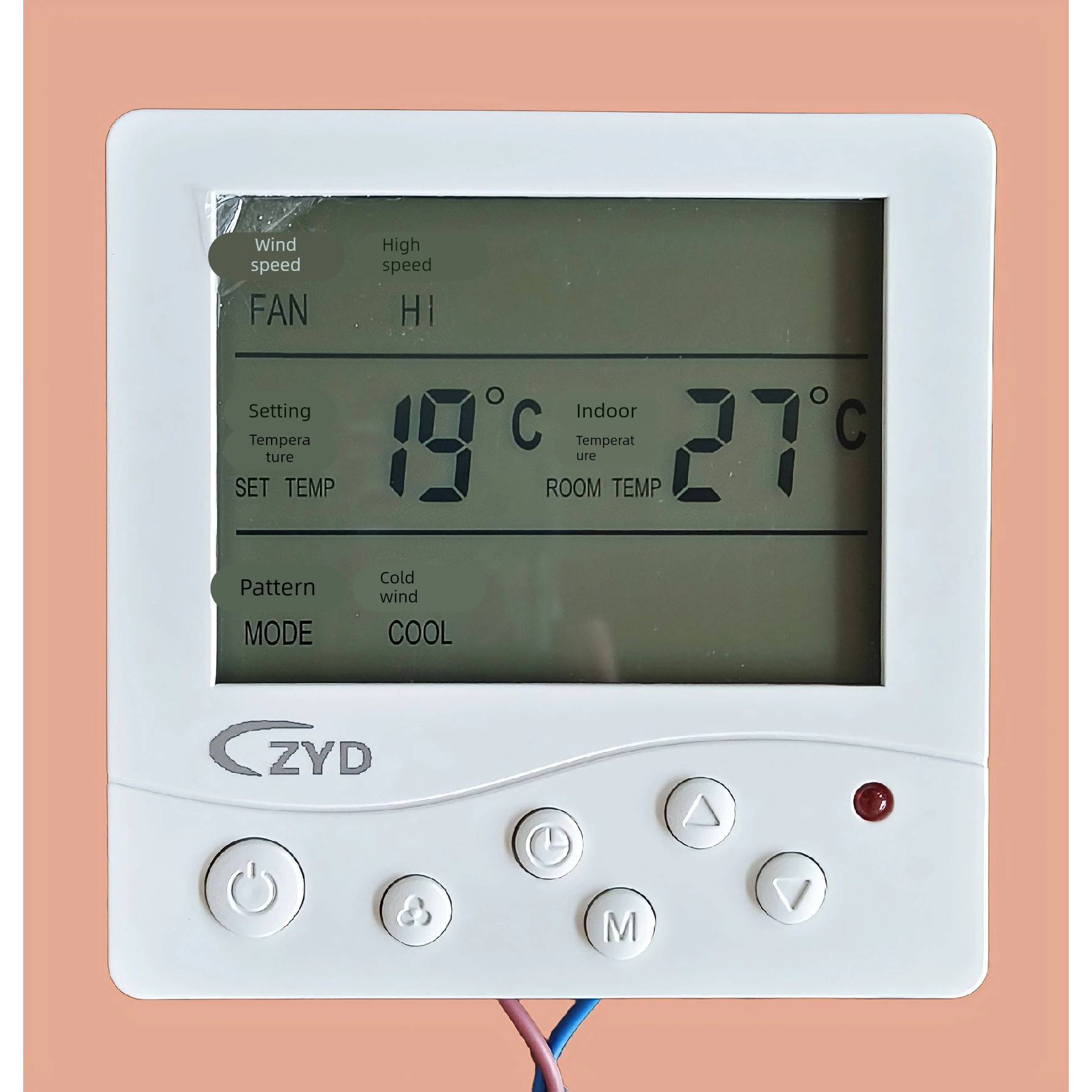 中央空调温控器风机盘管控制器液晶显示面板三速开关遥控器