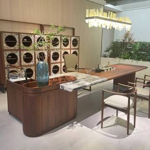 新中国风北美黑胡桃岛茶几宋风美学茶几办公茶几经典实木家具