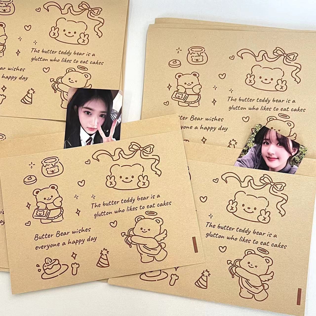 黄油小熊牛皮纸袋不透明自封包装袋加厚大容量可爱打包材料礼品袋