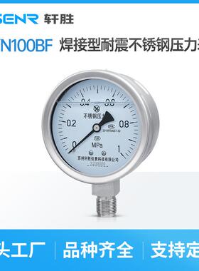 YNBF100(H)一体化焊接微卡型 防腐蚀 耐高温 全不锈钢耐震压力表