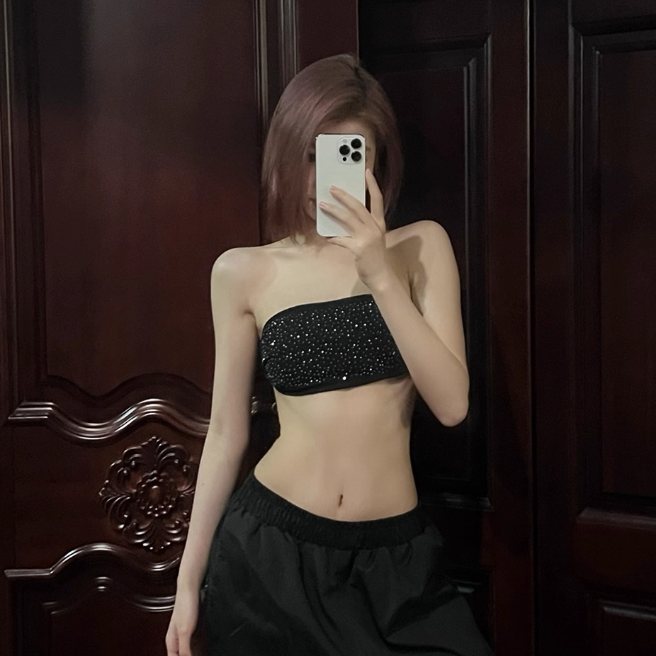 性感抹胸亮片文胸女紧身上衣