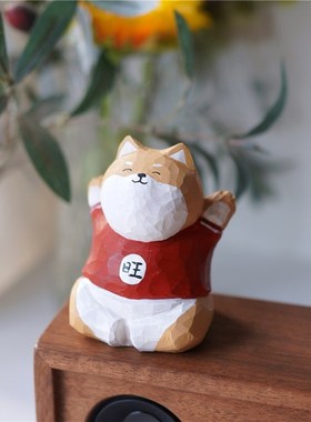 Joe的小作坊/手工旺柴小木雕摆件可爱桌面装Q饰新年礼物女生礼物