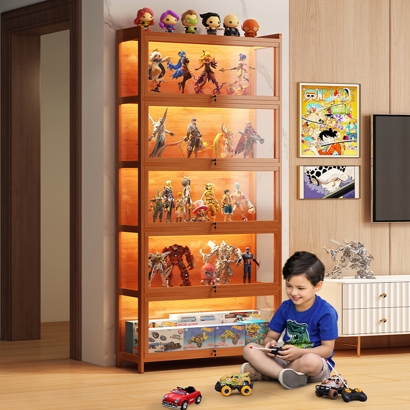 速发展示柜带锁落地防尘玩具模型玻透明柜璃柜子亚克力列陈柜