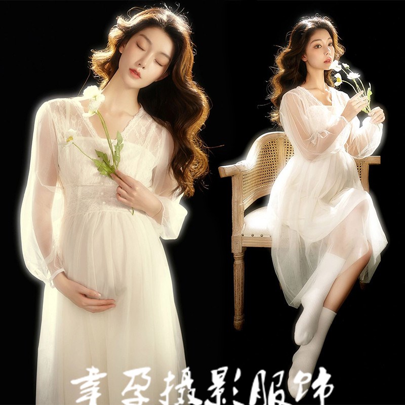 速发新超影楼主题孕妇照服装神明少风术式唯美连衣裙款仙孕妈艺法