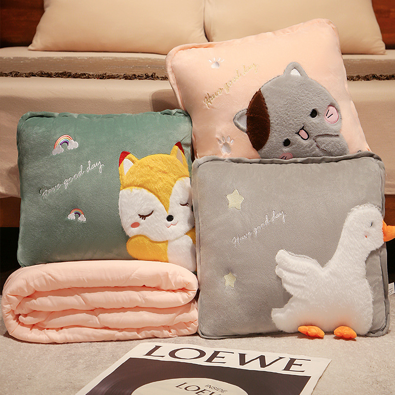 速发抱枕被子两用靠枕空叠折调毯睡车内靠垫枕头三合一办公室午汽