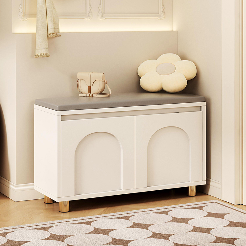 速发奶油风换鞋凳家用门穿可坐户架入鞋玄关鞋柜坐凳一体进门凳口