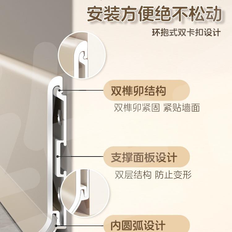 网红奶油风铝合金踢脚线菱花白色蛋奶地贴脚线261不锈钢金属可脚
