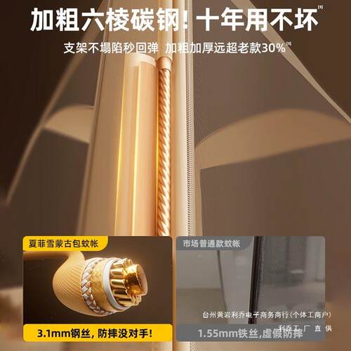 蚊帐家AZO用夏季罩205新款卧免安2装室蒙古包防摔儿童婴1米5全式
