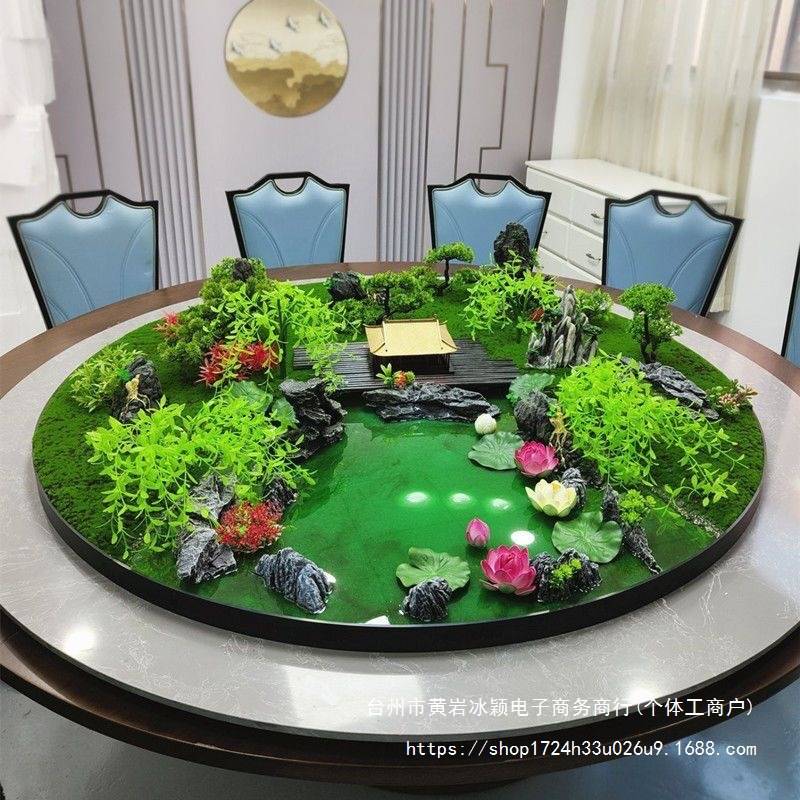 中式家用餐桌中间摆的花酒店大圆桌子高端装饰摆件花上档次仿真花