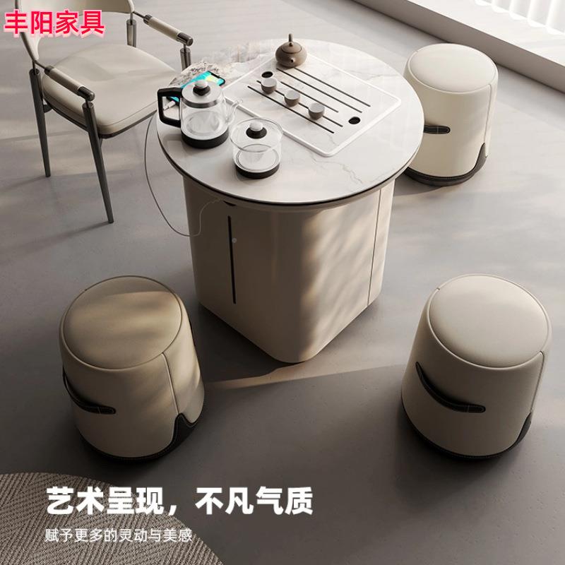 阳茶台家用小茶台台可移动车TES自动烧水壶用现代茶岩板家茶桌椅