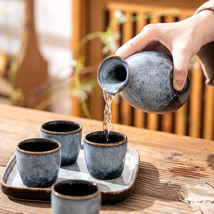 日式窑变陶瓷清酒酒具套装温酒器烧酒白酒杯黄酒烈酒小酒盅分