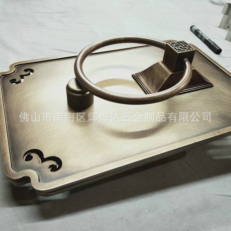 辉诚达高端新中式黄铜雕刻复古黄铜别墅大门活动拉手铝合金门把手
