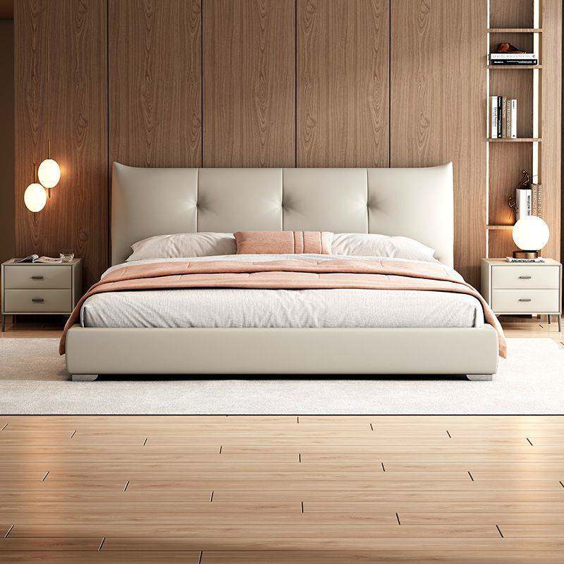 纳帕皮床海绵软靠包可储物婚床双人皮艺床家用卧室1.8m网红气动床