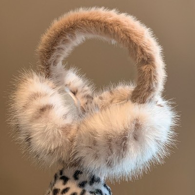 春野森川｜豹纹毛绒耳罩女冬季毛茸茸耳包耳套骑车防冻防寒保暖