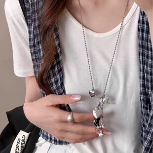 春野森川｜博主同款 项链 爱心小狗项链小众设计感百搭皮绳流苏长款