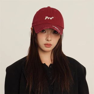 春野森川｜帽子街头做旧破洞棒球帽 立体字母重工刺绣鸭舌帽