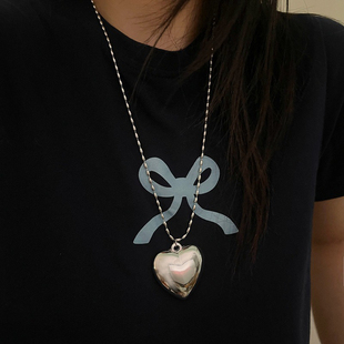 春野森川｜重工立体爱心吊坠项链 ins风桃心项链很韩