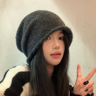 春野森川｜秋冬帽子女卷边保暖毛线帽百搭显脸小堆堆帽大头围冷帽