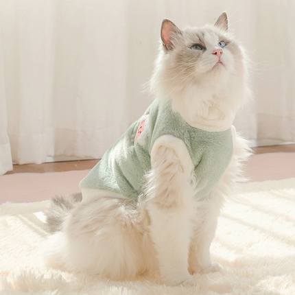 可爱秋冬季猫猫衣服狗狗冬保暖加厚背心防掉毛布偶宠物衣服小型犬