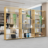 轻奢产品展示柜多层化妆品货架办公室隔断样品陈列W展柜落地置物