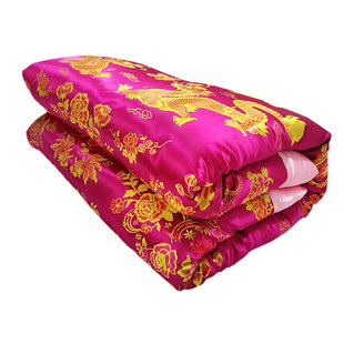 老式被子丝绸绸缎棉被传统锦缎被套手工棉M花结婚被面古代被子手