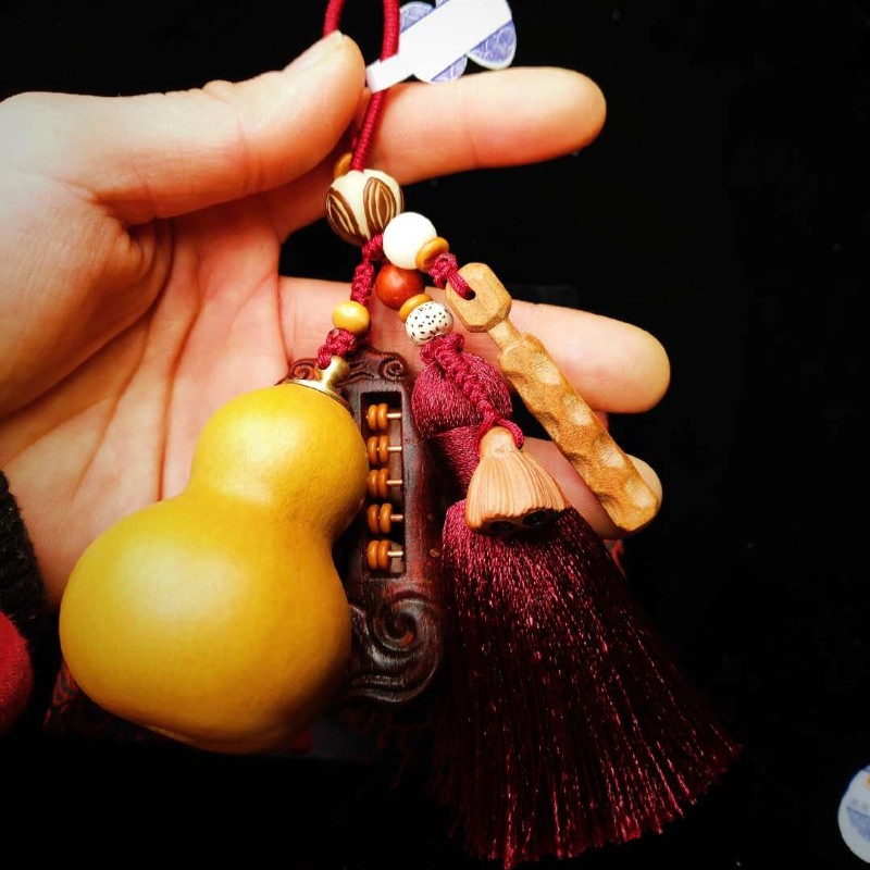葫芦钥匙扣开口红檀木算盘汽车钥匙挂件创L意男女个性吊饰坠钥匙图片