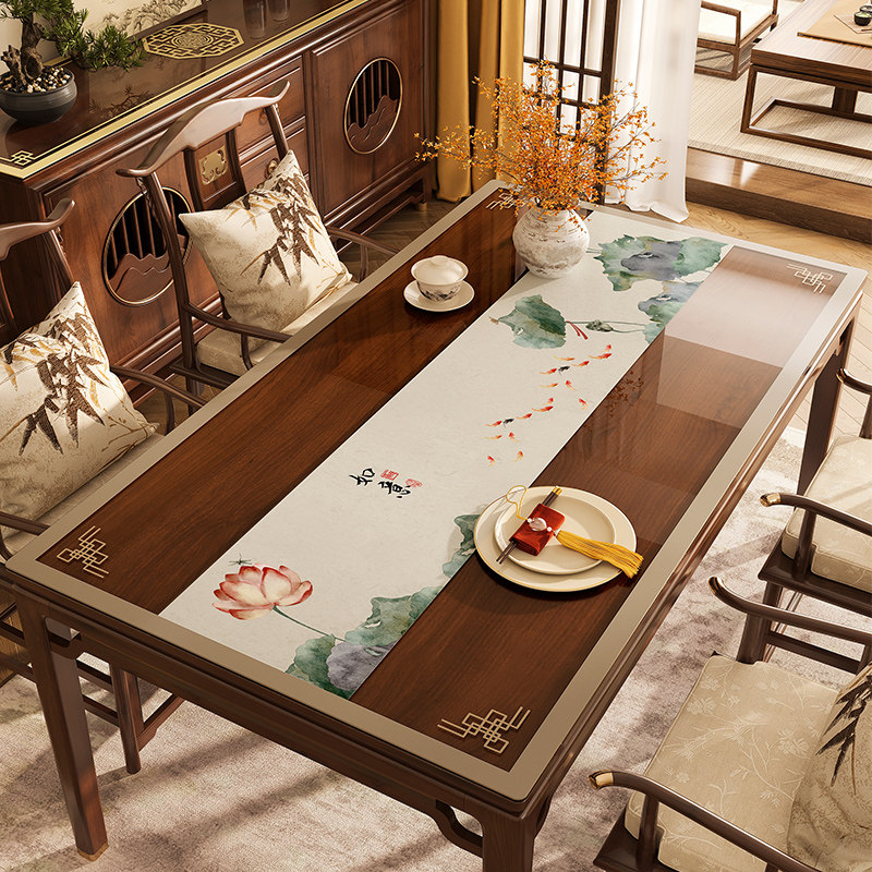 新中式pvc透明桌布防水防油免洗餐桌垫软玻璃防烫隔热.垫餐桌台布,居家布艺,桌布,淘宝优惠券,粉丝福利购,淘宝优惠卷