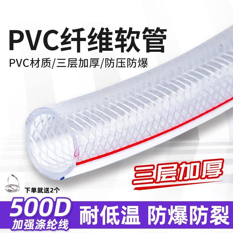 PVC纤维增强蛇皮塑料家用防爆防冻网纹4分6分1寸洗车浇水花园软管