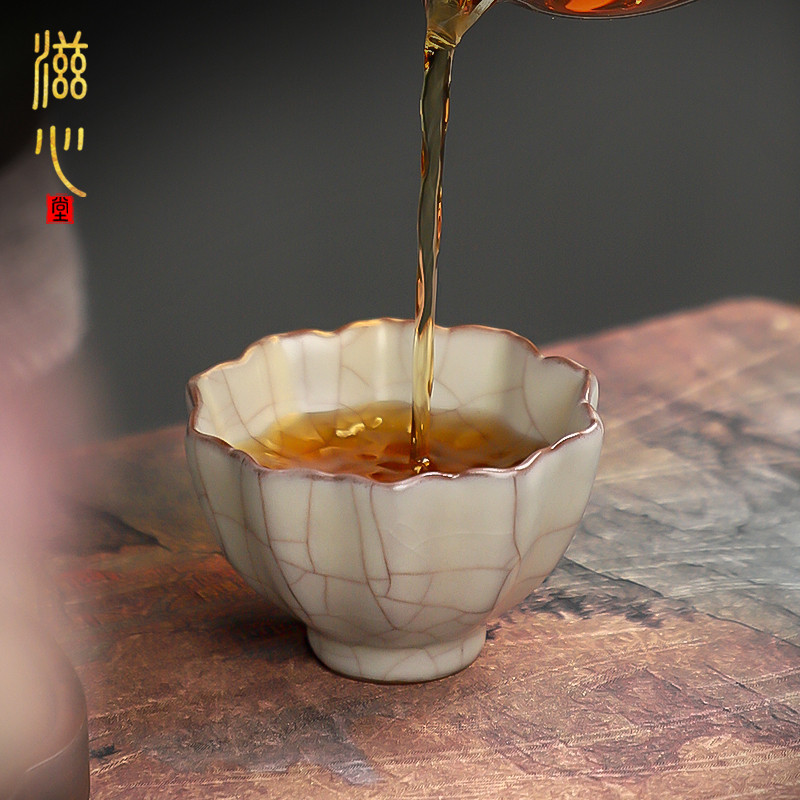滋心堂 传世哥窑主人杯可养金丝铁线复古手作高端单个茶杯茗杯