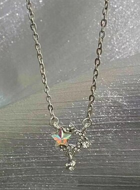 「闪耀双子星」幻彩星星项链2024新款轻奢小众级感锁骨链夏天女