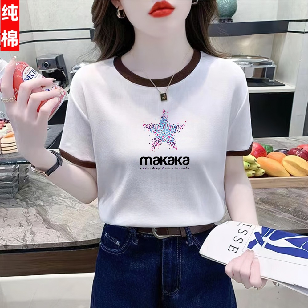 纯棉短袖t恤女装夏季新款宽松时尚清凉别致高级感百搭上衣矮个子