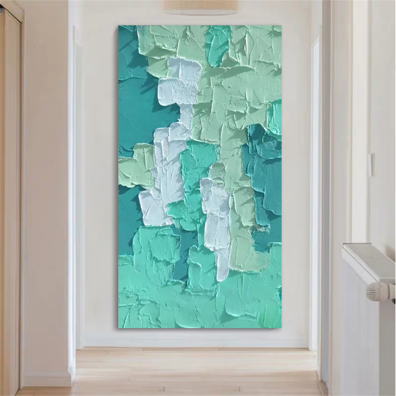 手绘油画厚肌理抽象画北欧丙烯小清新花卉客厅装饰画玄关客厅挂画图片