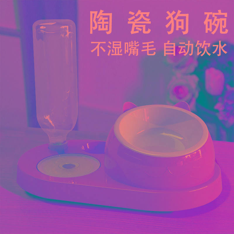 狗碗狗盆双碗自动饮水猫碗狗狗食盆自动续水狗粮碗泰迪比熊犬专用