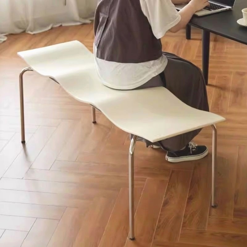 不锈钢双人餐椅子包豪斯法式复古长条凳卧室床尾凳意式极简穿鞋凳