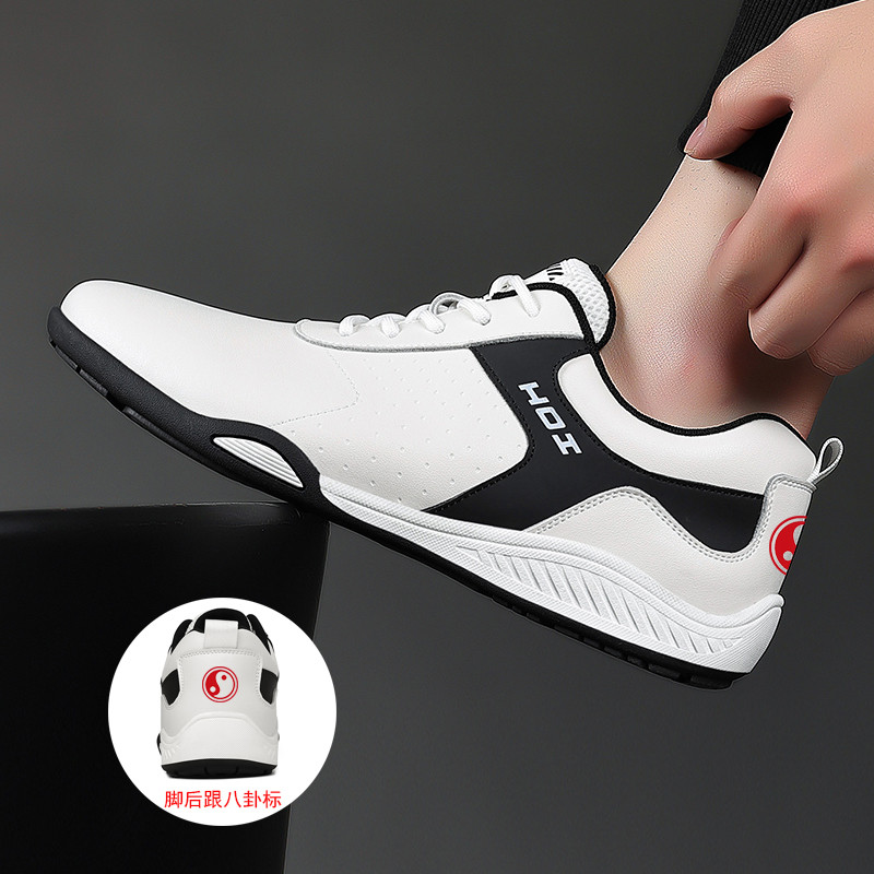 四克盾太极鞋四季透气橡胶底男太极拳练功鞋真皮休闲武术鞋表演鞋