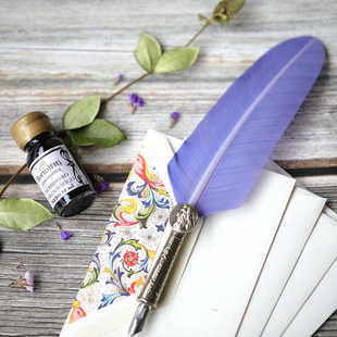 意大利Bortoletti【达芬奇】欧式手工羽毛鹅毛蘸水笔书写画画礼盒