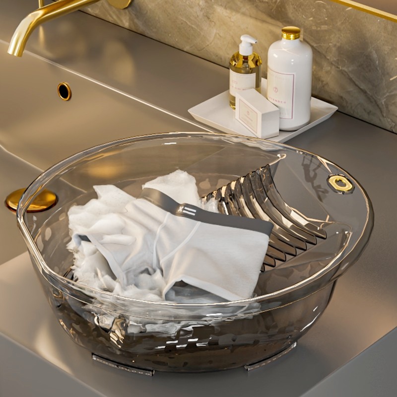 洗衣盆带搓衣板一体式盆家用迷你小号塑料盆婴儿洗内衣内裤袜子盆