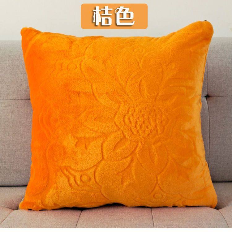 冬季法兰绒抱枕套纯色珊瑚毛绒沙发办公室靠垫床头汽车腰靠不含芯