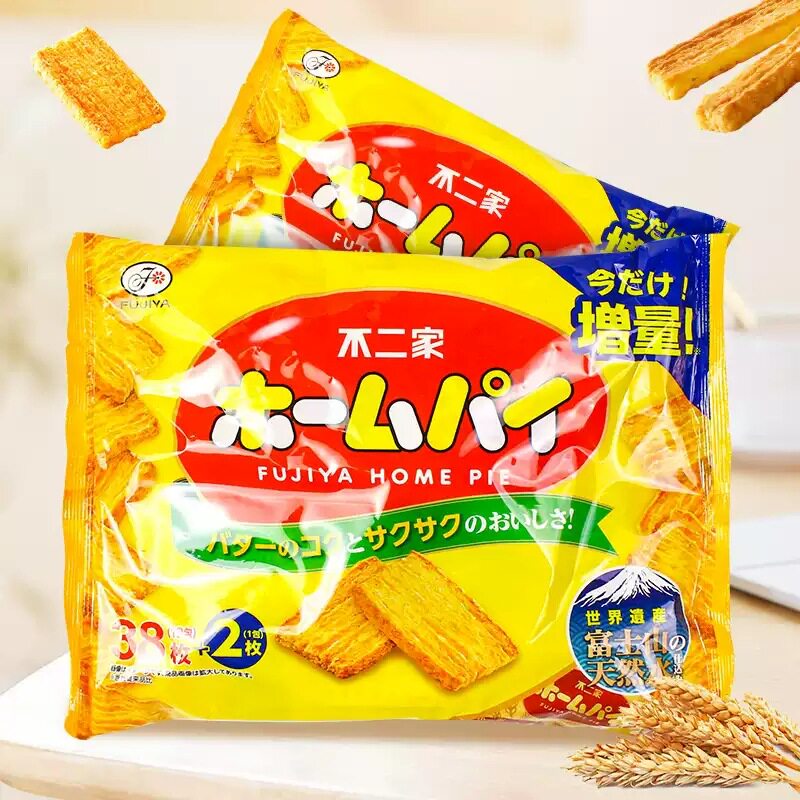 日本进口网红零食品 不二家 小麦黄油/牛油千层酥饼干38枚入190g