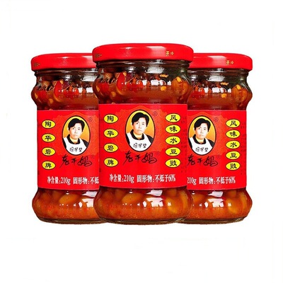 老干妈风味水豆豉210g瓶装水豆豉辣椒香辣酱下饭菜拌饭拌面调料酱
