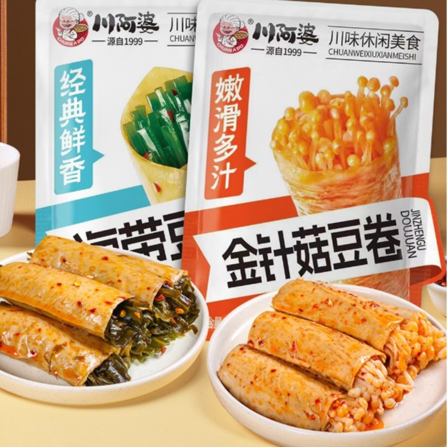 川阿婆海带金针菇脆笋豆卷香辣微臭川味办公休闲解馋下饭开袋零食