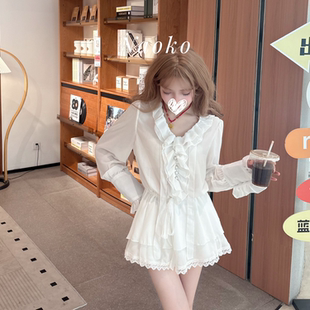 轻奢高级感气质长袖 宫廷风雪纺女衬衫 荷叶边上衣女 法式 Naoko直子